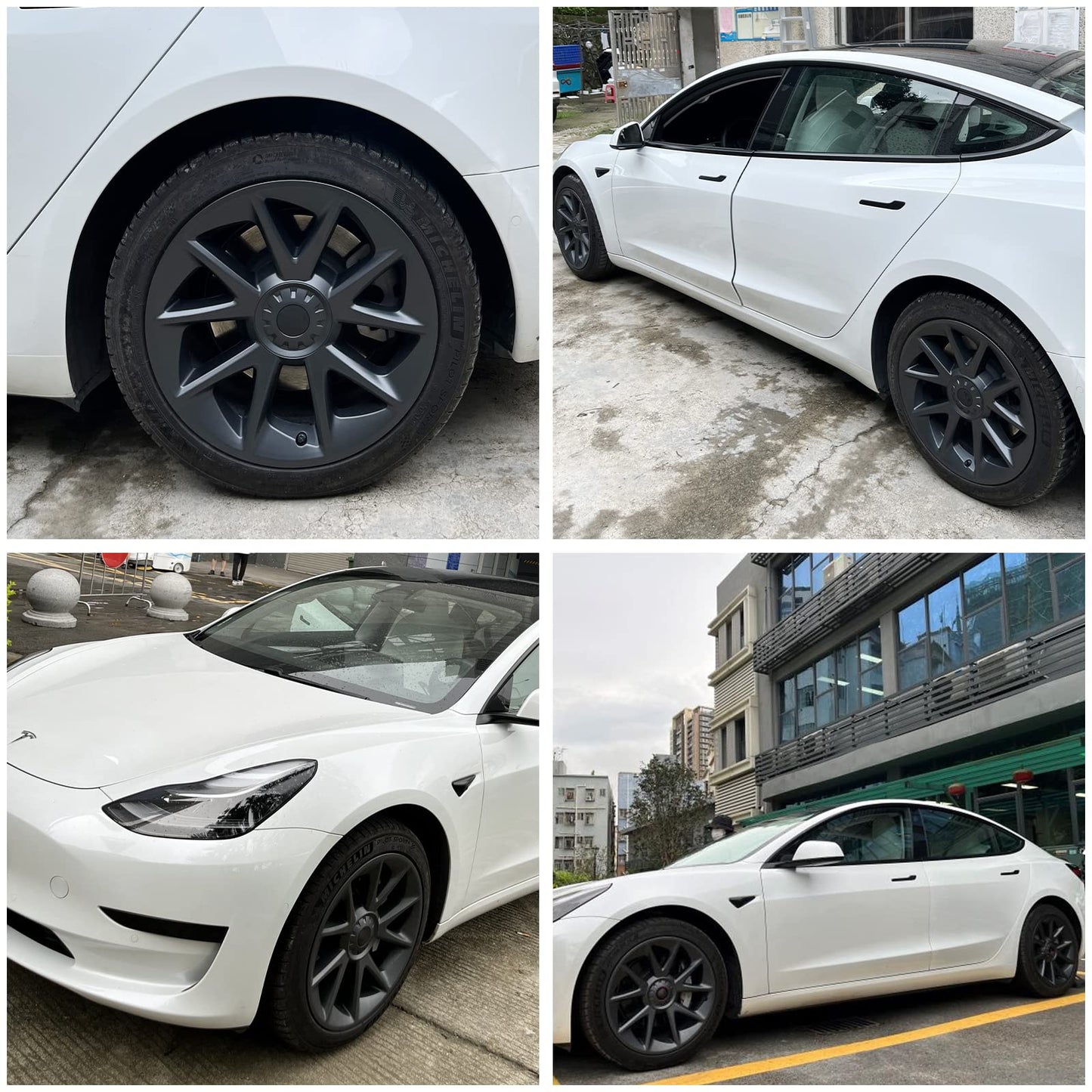 Evtesparts Model 3 18" Areo Wheel Cover Blade Style Hubcaps