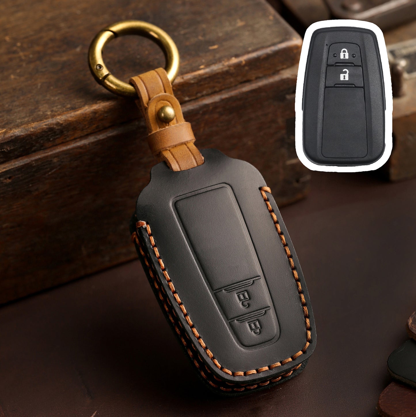 For Toyota Camry Leather Key Fob Cover