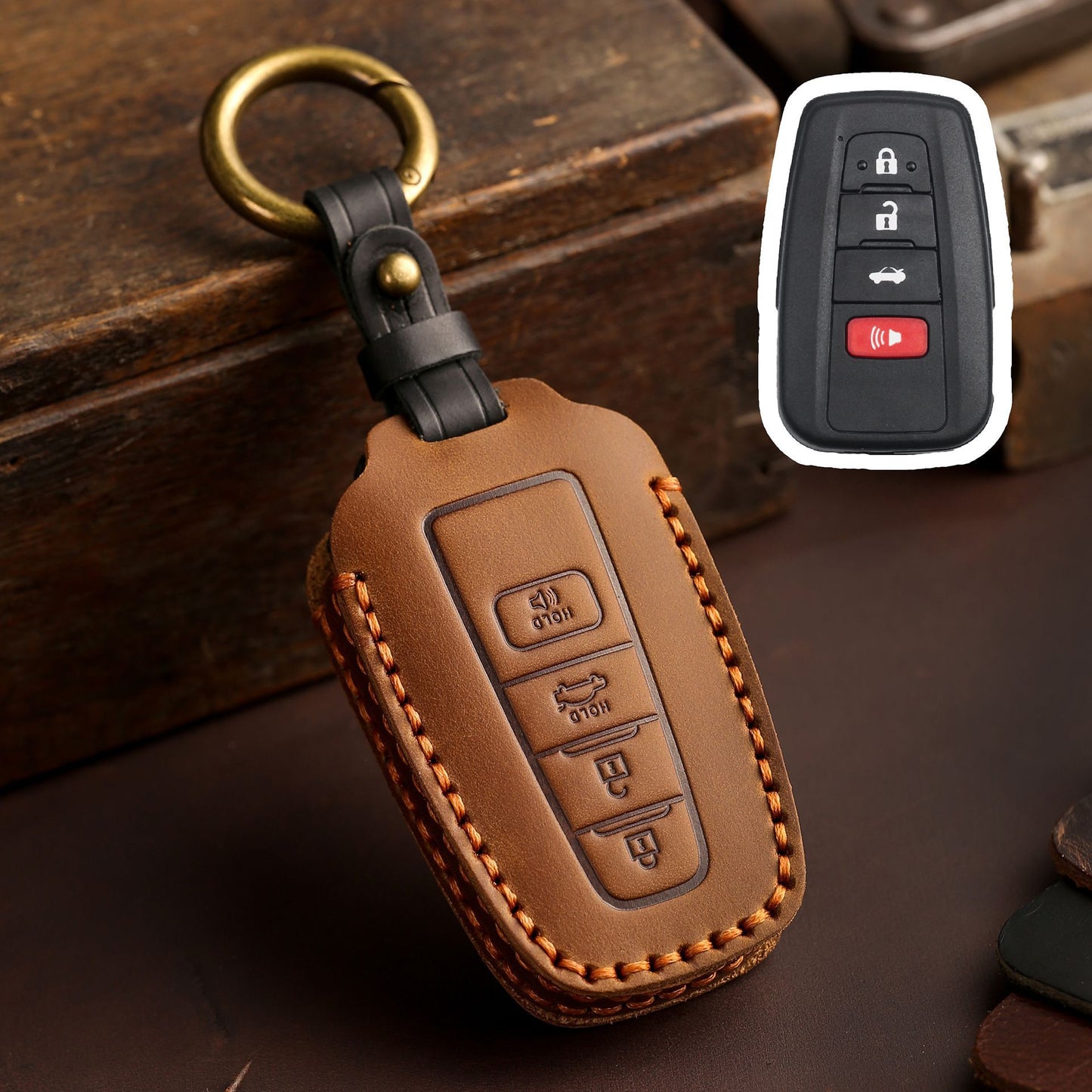 For Toyota Camry Leather Key Fob Cover