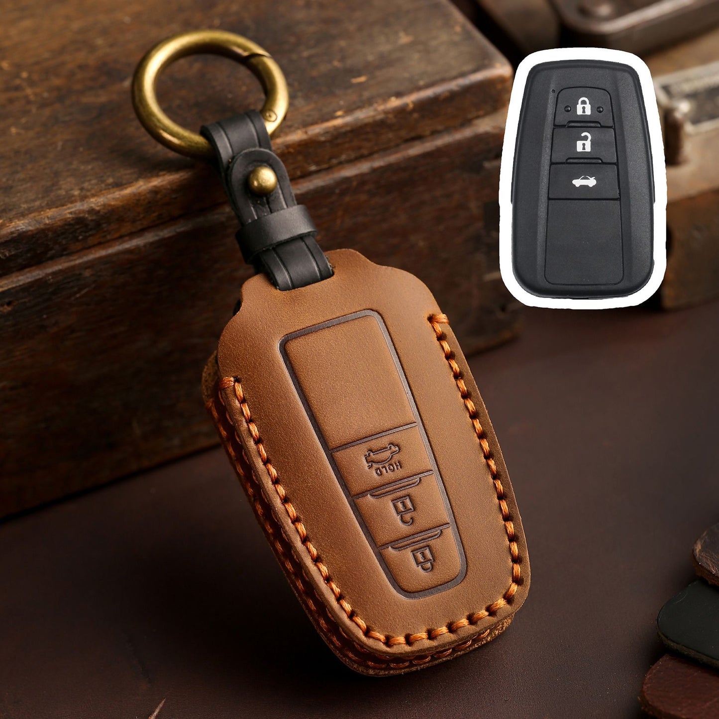 For Toyota Camry Leather Key Fob Cover