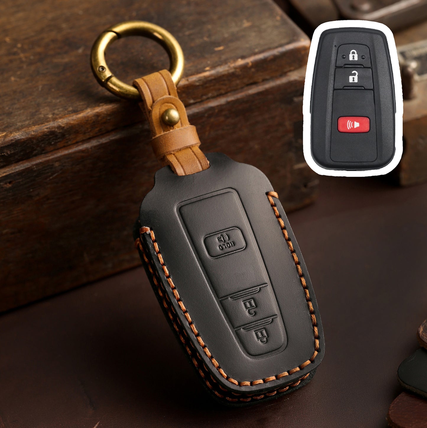 For Toyota Camry Leather Key Fob Cover