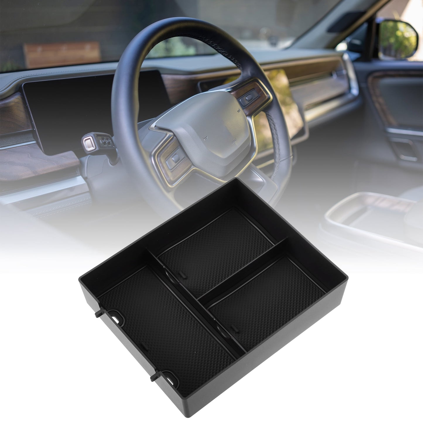 2022 Rivian R1T/R1S Center Console Storage Box Organizer with Non-Slip Mat