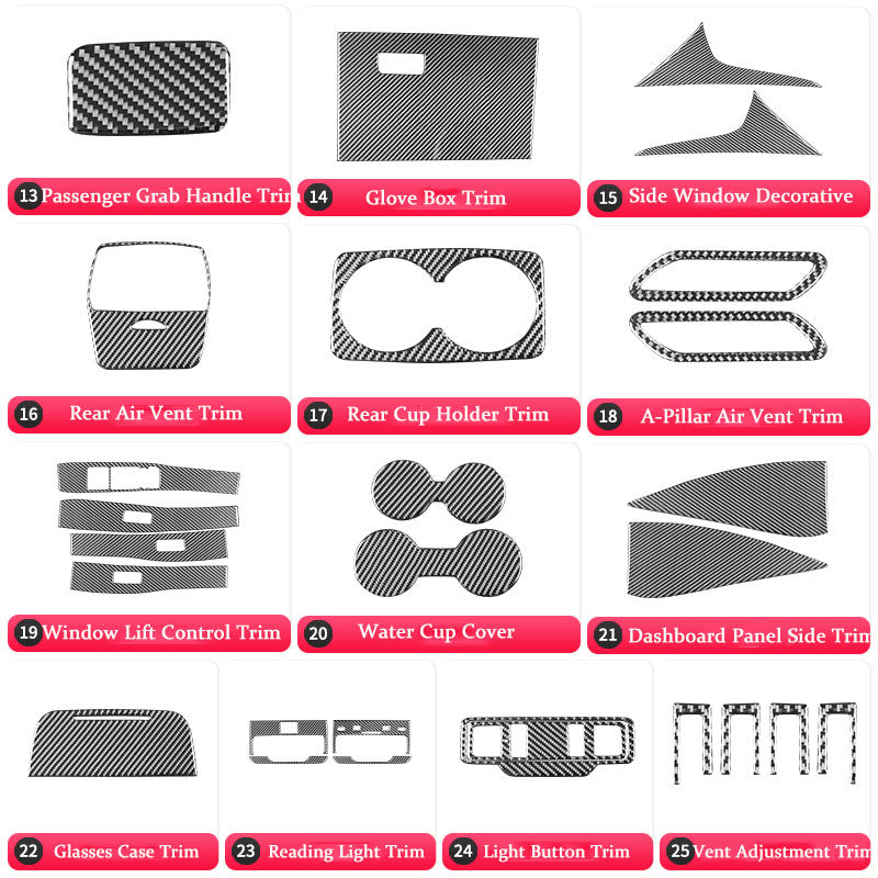 For Ford Mustang Mach-E Center Console Gear Shift Panel Trim Cover Carbon Fiber