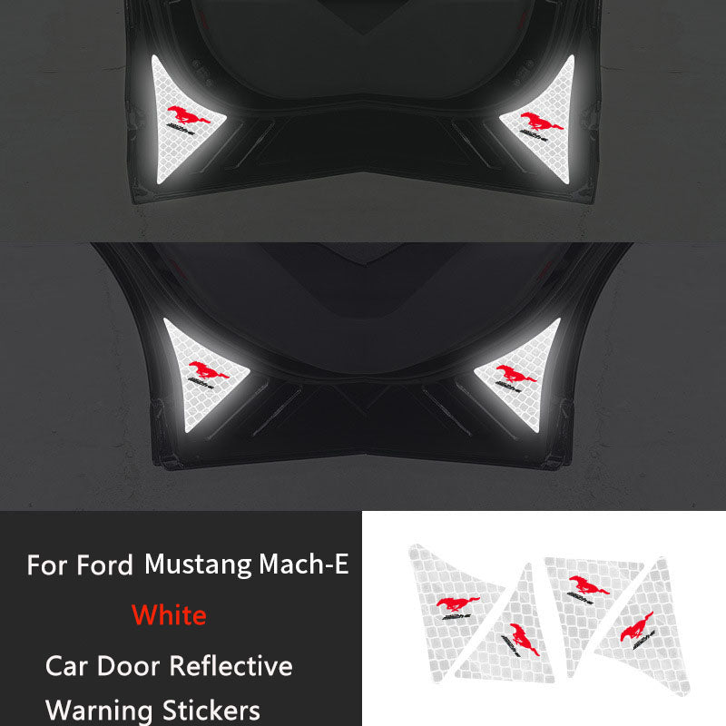 Mach-E Car Door Reflective Warning Stickers Tailgate Switch Luminous Stickers For Ford Mustang