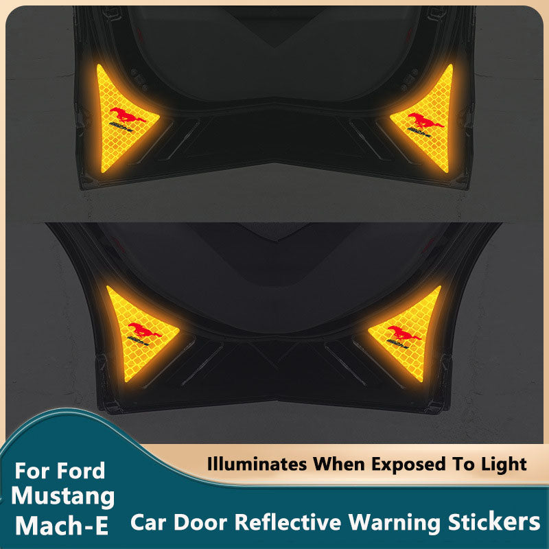 Mach-E Car Door Reflective Warning Stickers Tailgate Switch Luminous Stickers For Ford Mustang