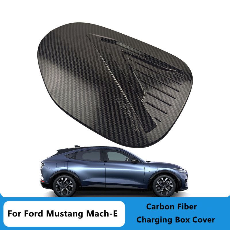 Mach-E Charging Port Cover Carbon Fiber Style For Ford Mustang