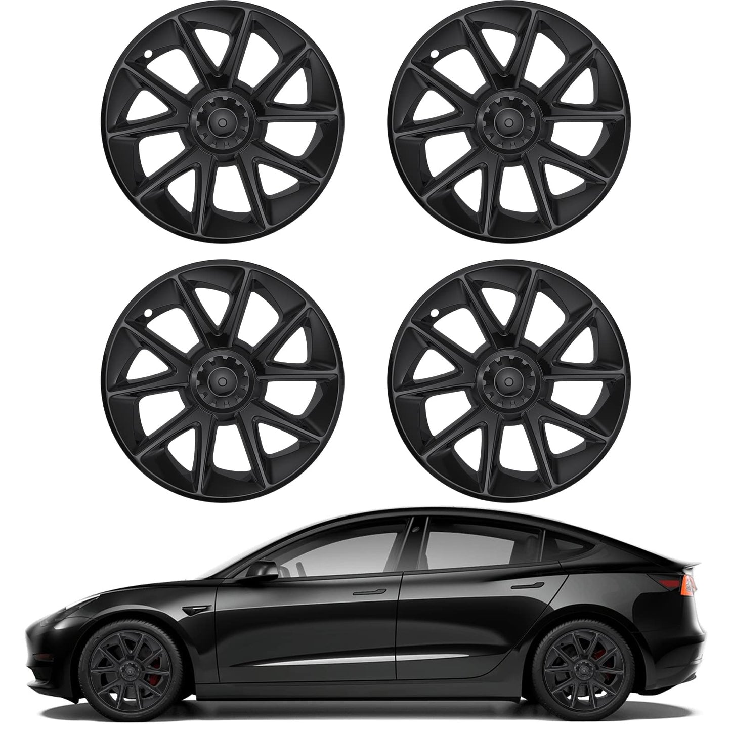 Evtesparts Model 3 18" Areo Wheel Cover Blade Style Hubcaps