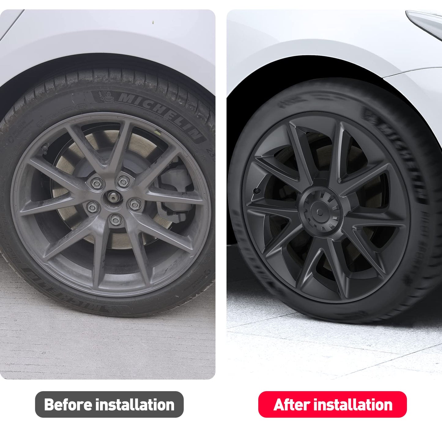 Evtesparts Model 3 18" Areo Wheel Cover Blade Style Hubcaps