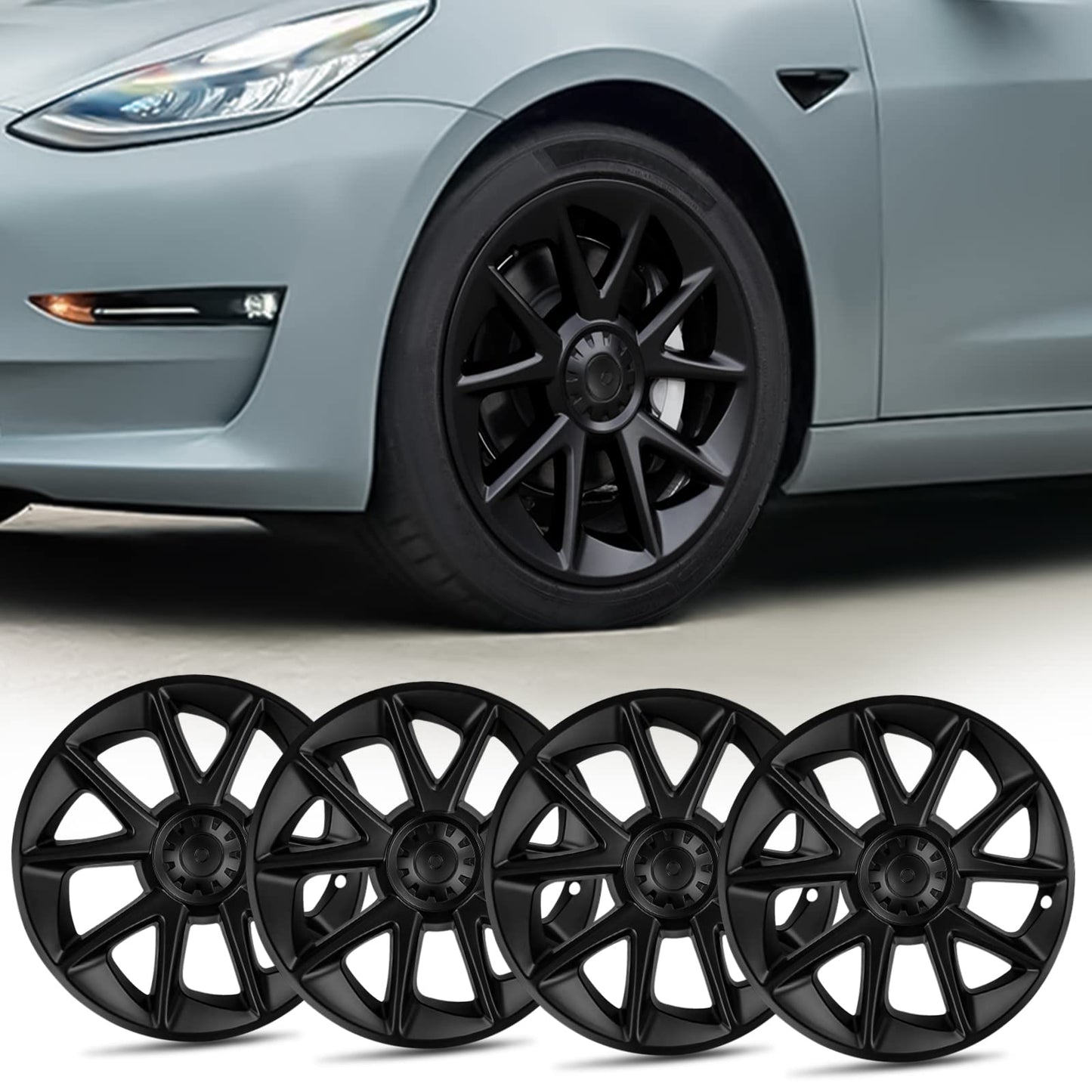 Evtesparts Model 3 18" Areo Wheel Cover Blade Style Hubcaps