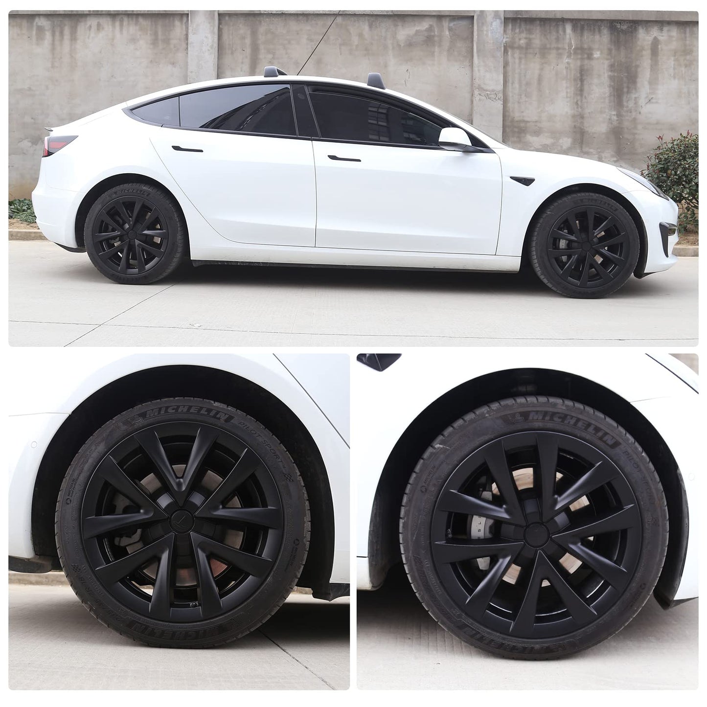 Evtesparts 18-Inch Model 3 Areo Wheel Covers Matte Black Hub Caps Replacement