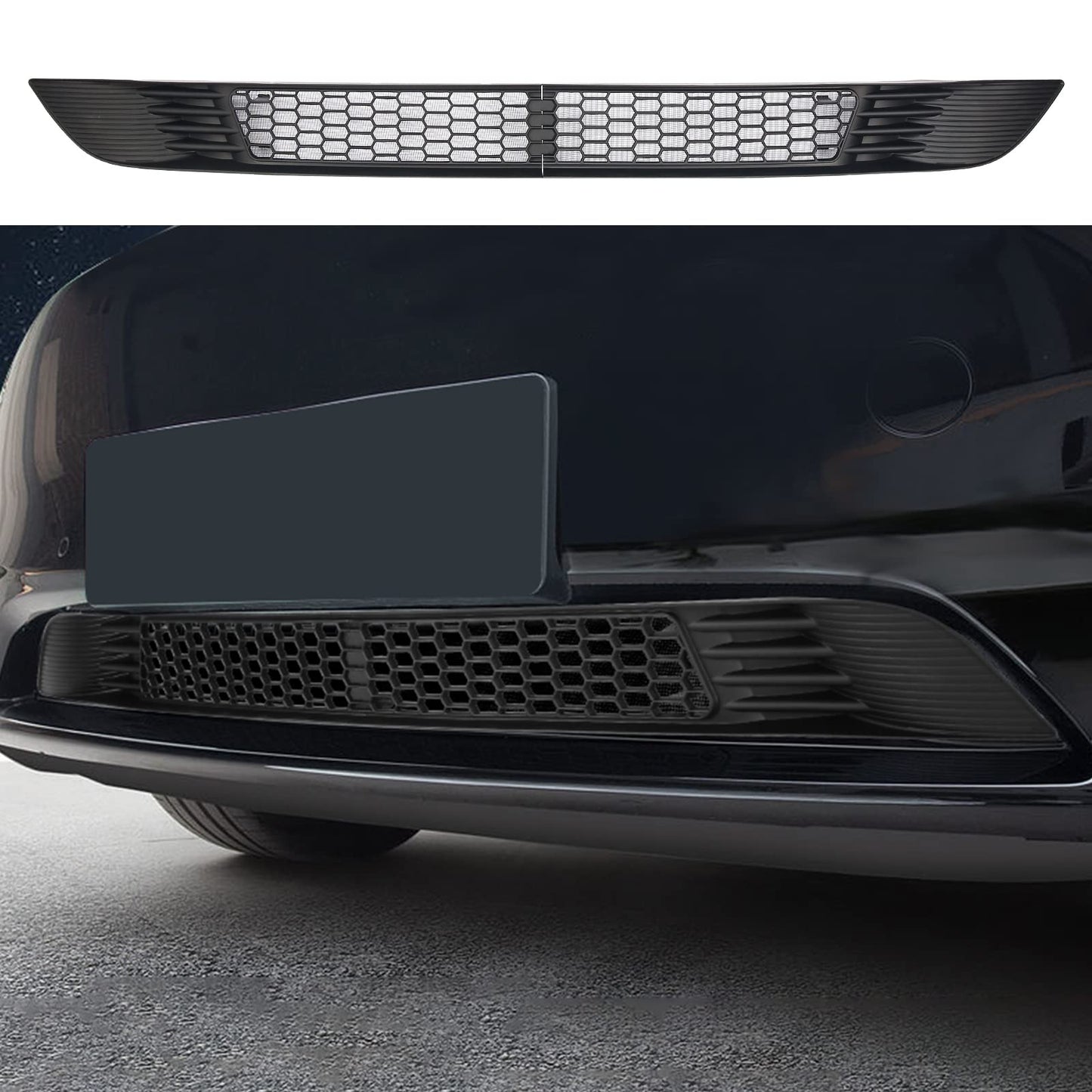 Evtesparts Model 3/Y Front Grille Mesh Insert Net Radiator Cover (2Pcs)