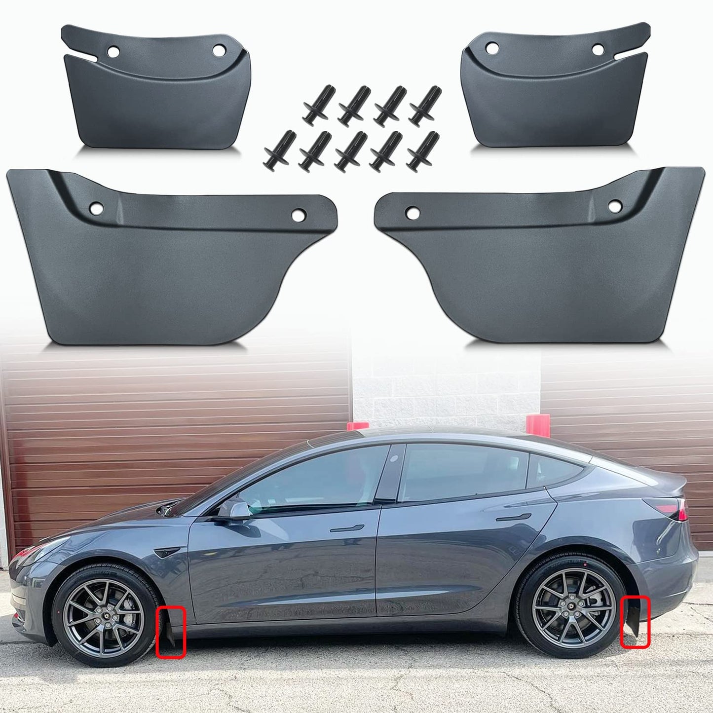 Evtesparts Model 3/Y Hidden Mud Flaps Fender Set Of 4