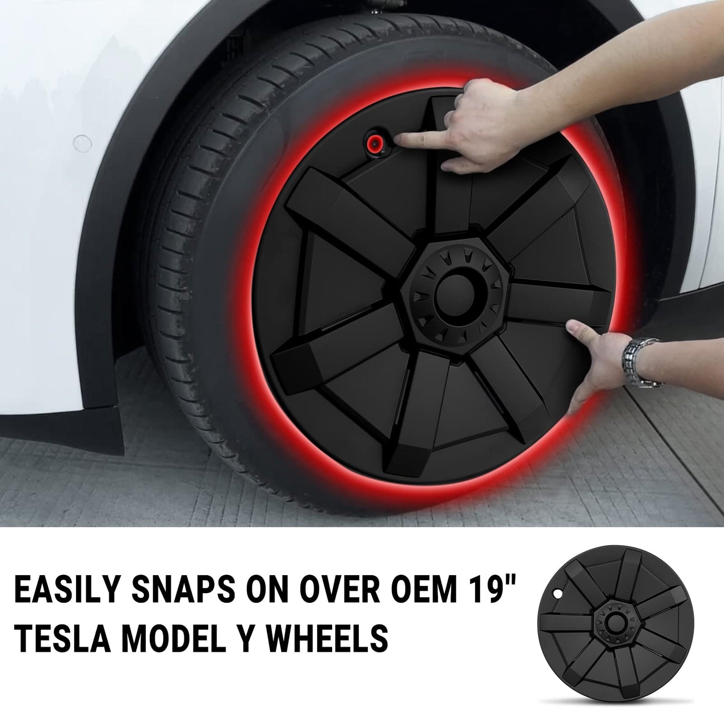 Evtesparts Model Y 19" Wheel Covers Cybertruck Style Hubcaps (Set of 4)