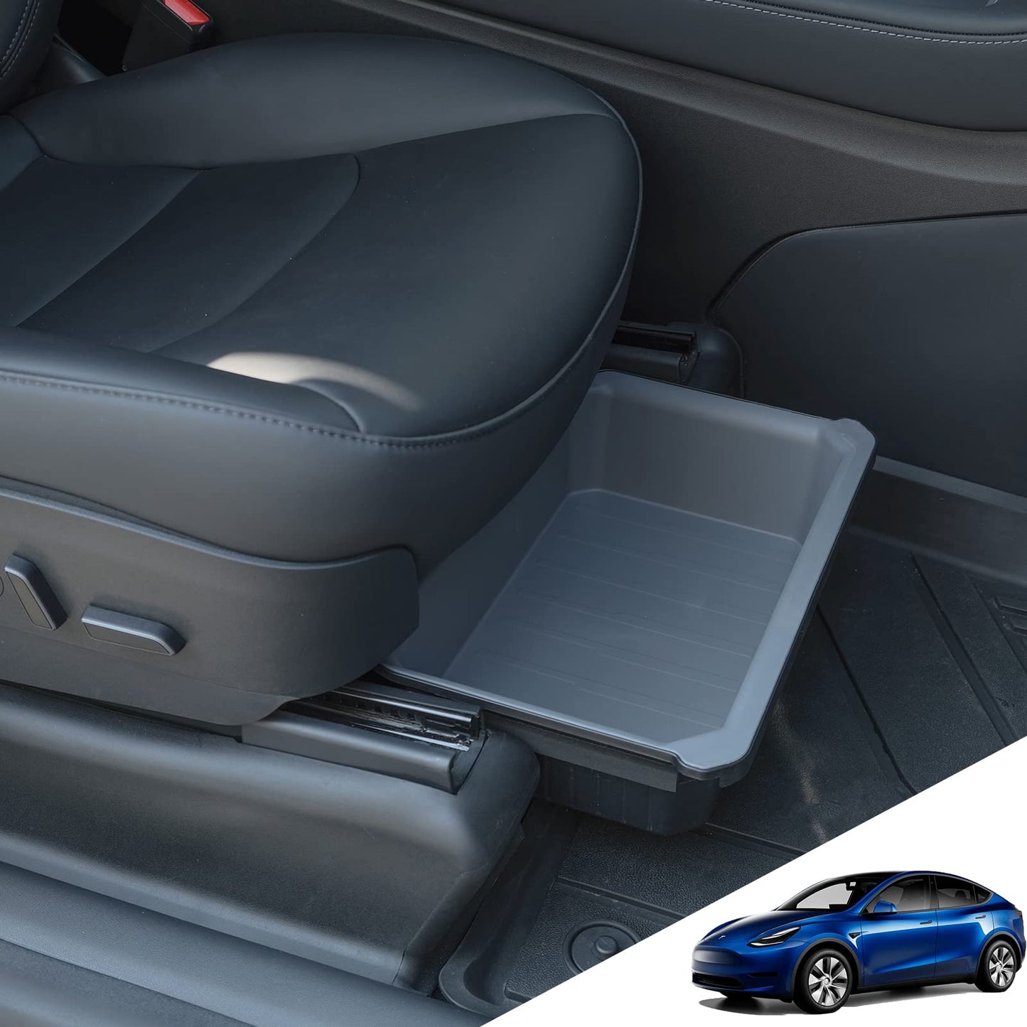 Tesla Model Y Under Seat Storage Box Double-Layer Hidden Organizer