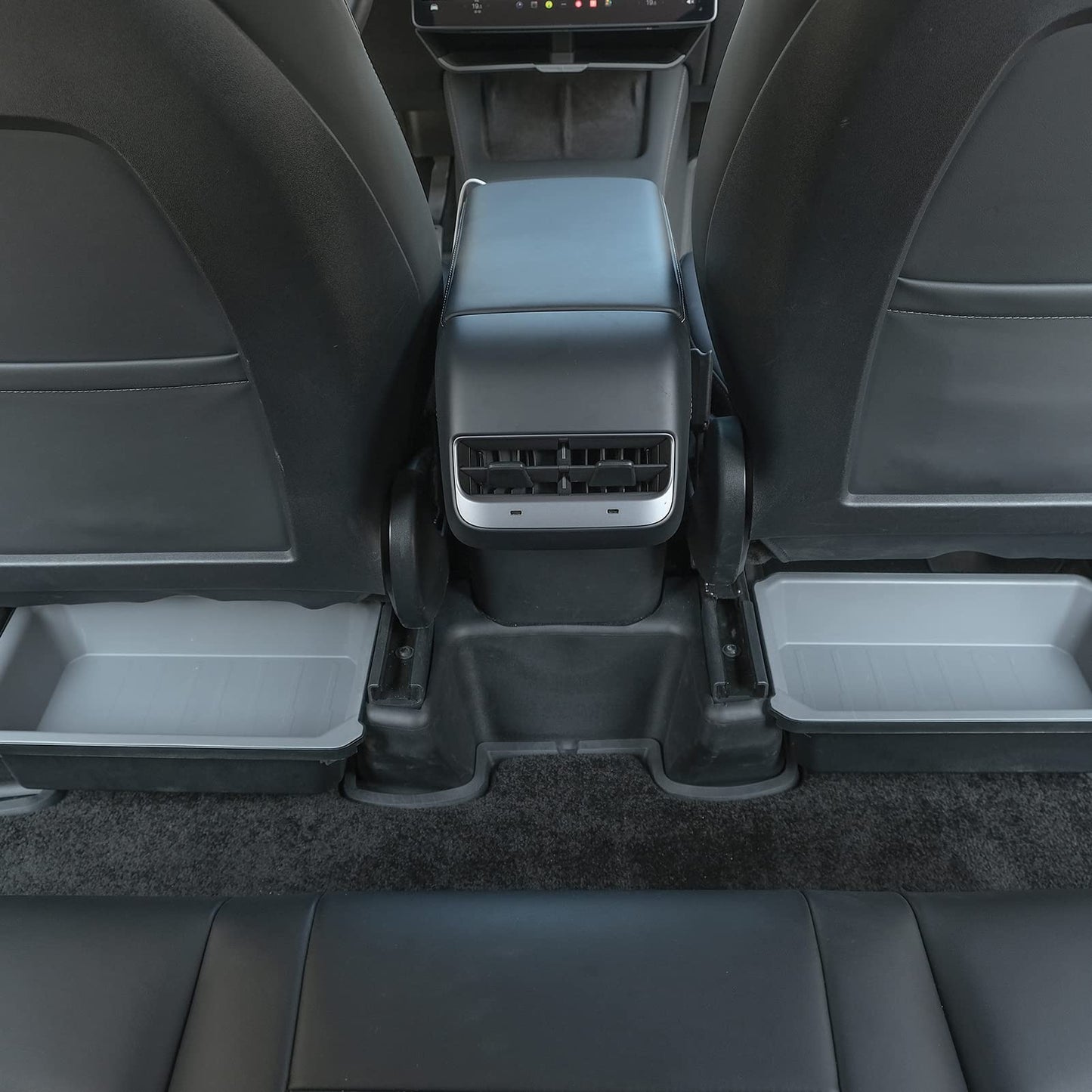 Tesla Model Y Under Seat Storage Box Double-Layer Hidden Organizer