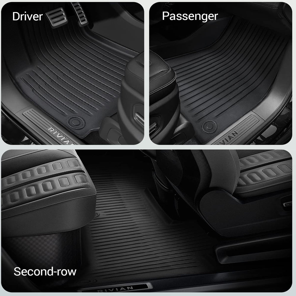Rivian R1T TPE All Weather Front & Rear Row Floor Mats Liners 2022 2023