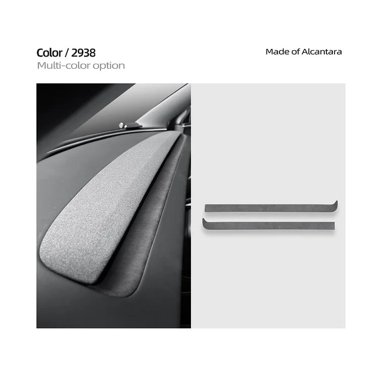 Evtesparts 2Pcs Alcantara Dashboard Cover Trim For Tesla Model 3 Highland
