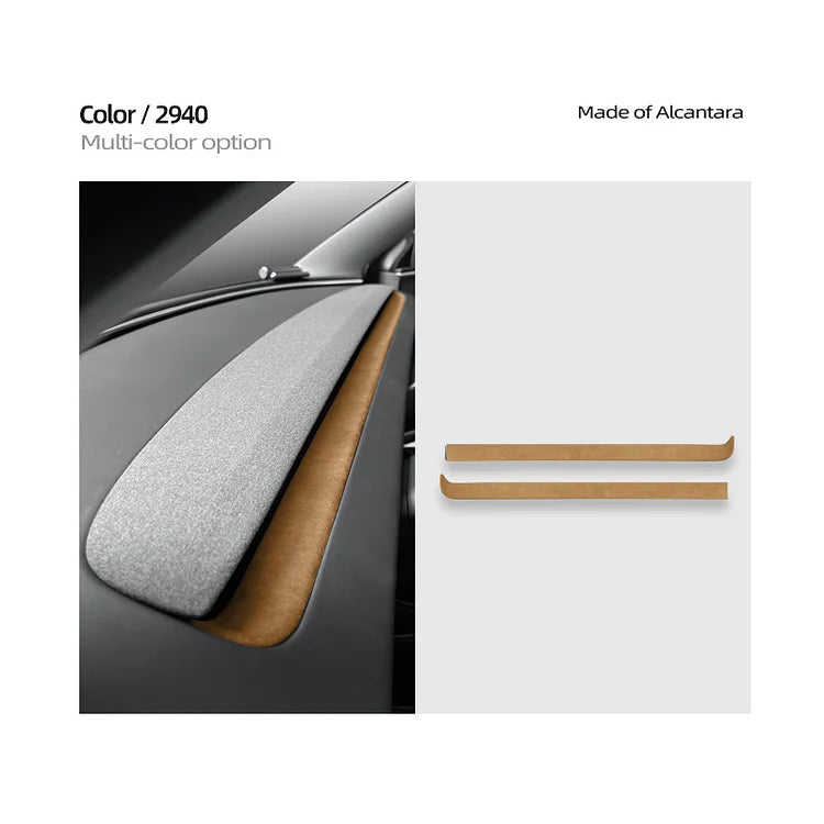 Evtesparts 2Pcs Alcantara Dashboard Cover Trim For Tesla Model 3 Highland
