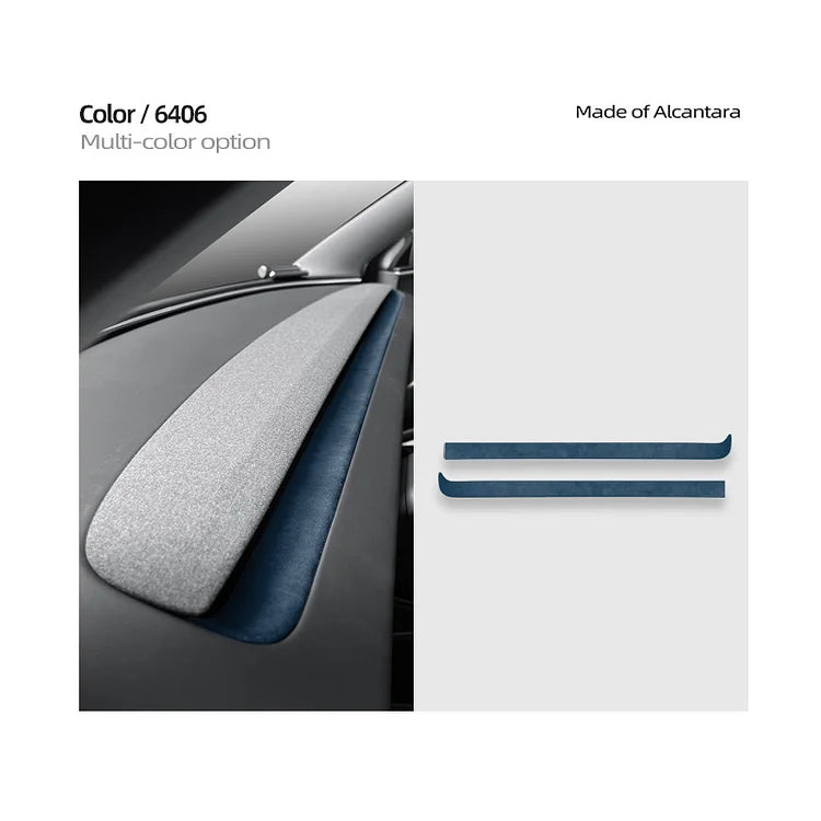 Evtesparts 2Pcs Alcantara Dashboard Cover Trim For Tesla Model 3 Highland