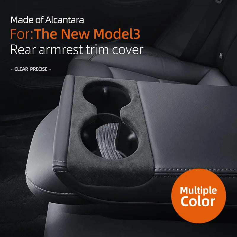 Evtesparts Model 3 Highland Alcantara Rear Armrest Water Cup Holder Cover