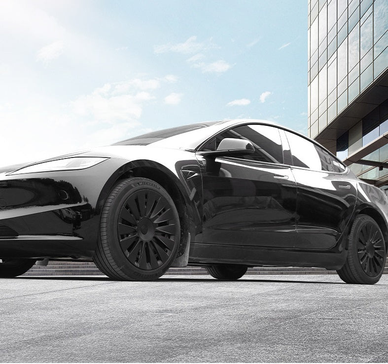 Evtesparts Model 3 Highland 18" Wheel Cover Matte Black Straight Style Hubcaps