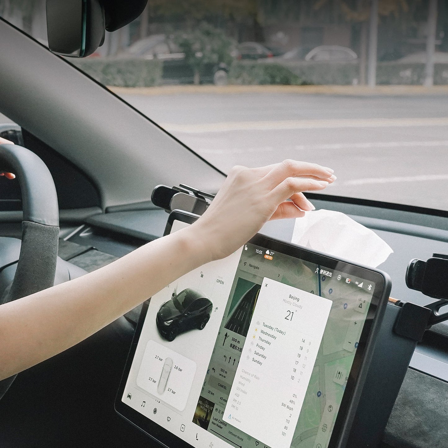 Tesla Model 3/Y Center Control Screen Tissue Hidden Storage Box