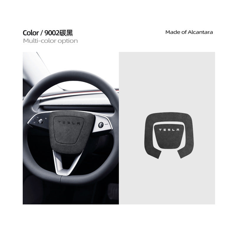 Evtesparts Alcantara Steering Wheel Airbag Cover Trim For Tesla Model 3 Highland