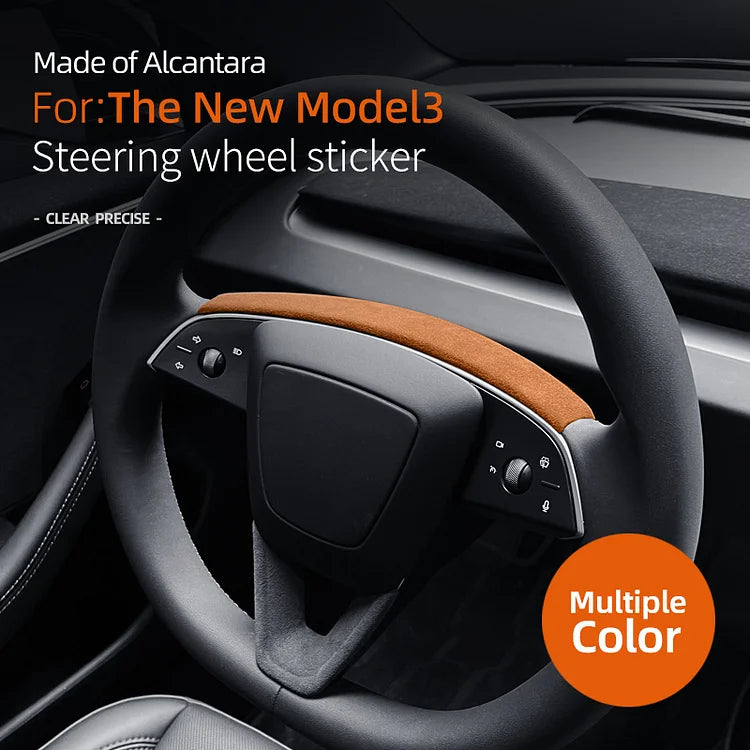 Evtesparts Model 3 Highland Alcantara Steering Wheel Trim Panel Strip
