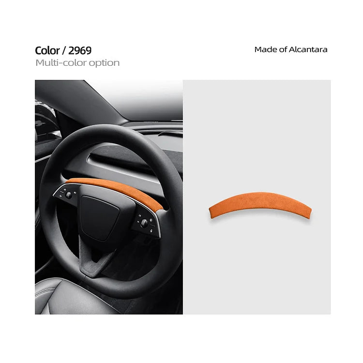 Evtesparts Model 3 Highland Alcantara Steering Wheel Trim Panel Strip