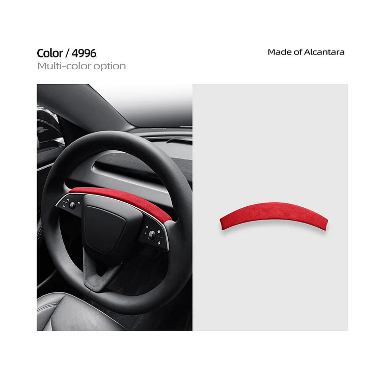 Evtesparts Model 3 Highland Alcantara Steering Wheel Trim Panel Strip