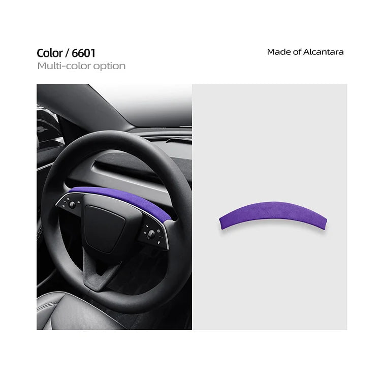 Evtesparts Model 3 Highland Alcantara Steering Wheel Trim Panel Strip