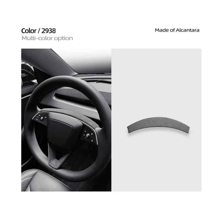 Evtesparts Model 3 Highland Alcantara Steering Wheel Trim Panel Strip