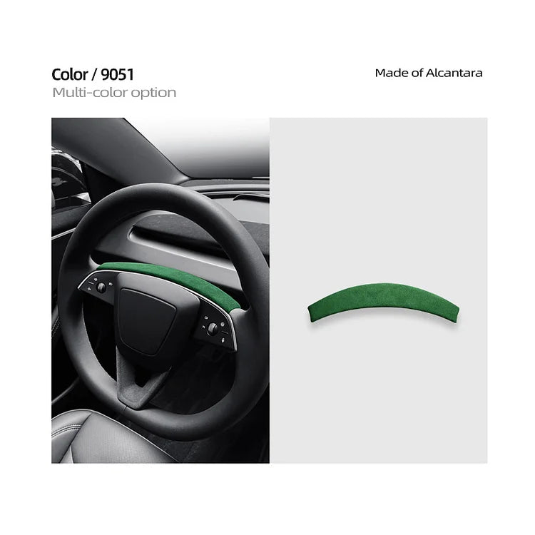 Evtesparts Model 3 Highland Alcantara Steering Wheel Trim Panel Strip