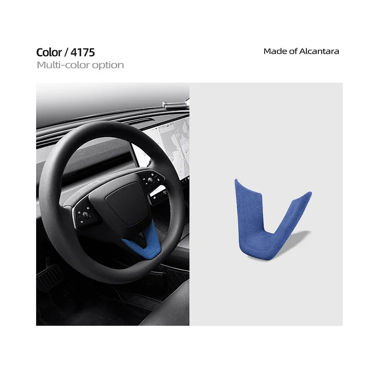 Evtesparts Alcantara Steering Wheel U-shaped Panel Trim For Tesla Model 3 Highland
