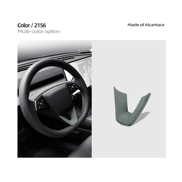 Evtesparts Alcantara Steering Wheel U-shaped Panel Trim For Tesla Model 3 Highland