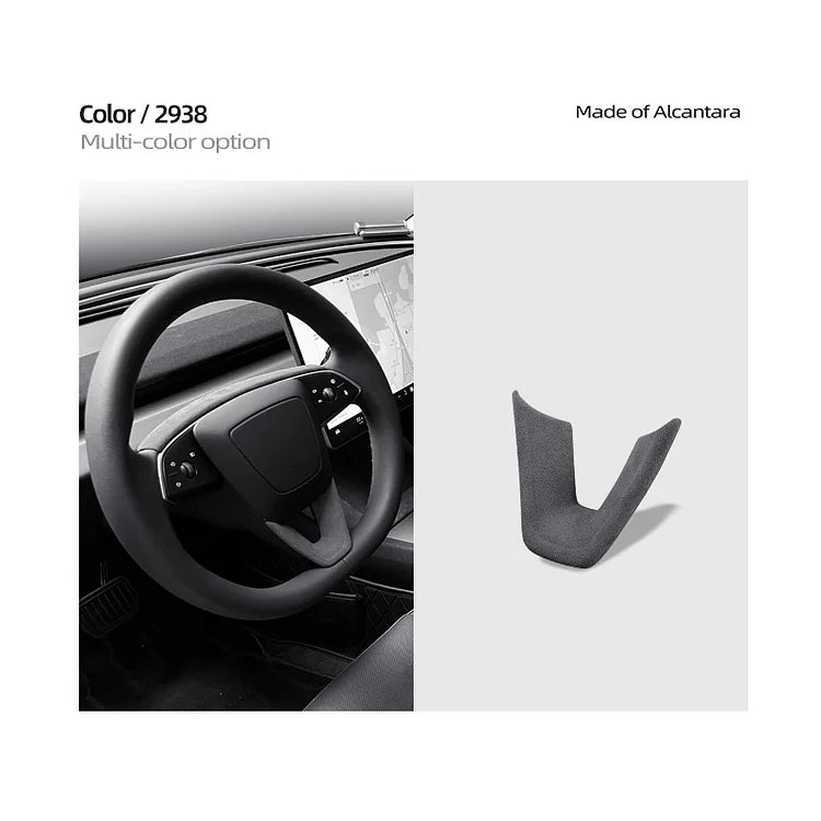 Evtesparts Alcantara Steering Wheel U-shaped Panel Trim For Tesla Model 3 Highland