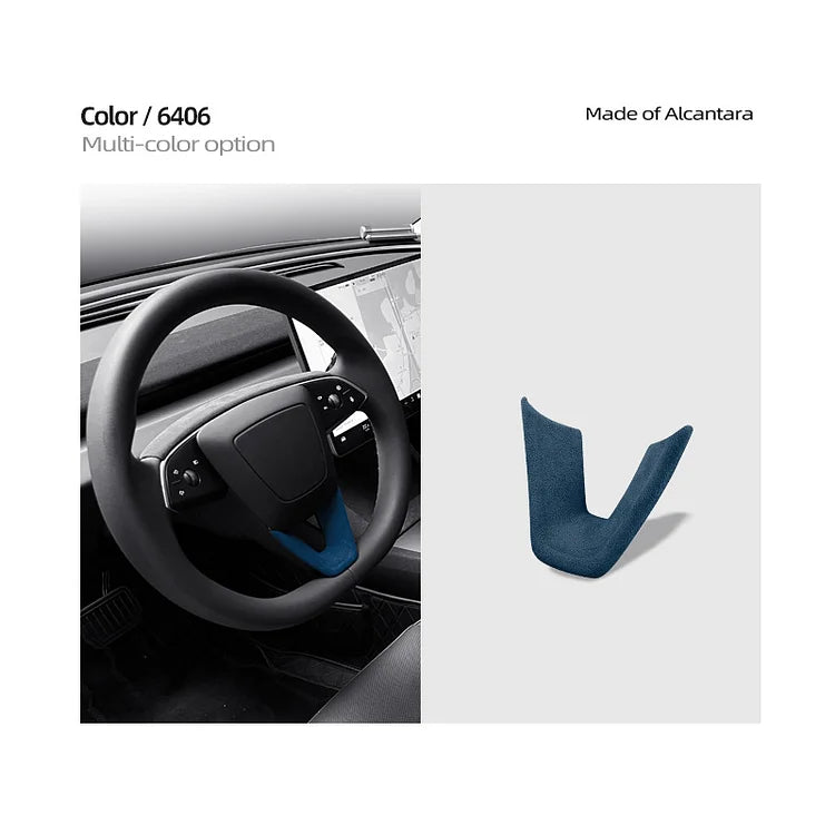 Evtesparts Alcantara Steering Wheel U-shaped Panel Trim For Tesla Model 3 Highland
