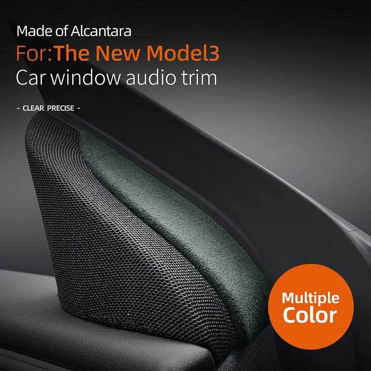 Tesla Model 3 Highland Alcantara Front Doors Speaker Triangle Trim Kit 2PCS