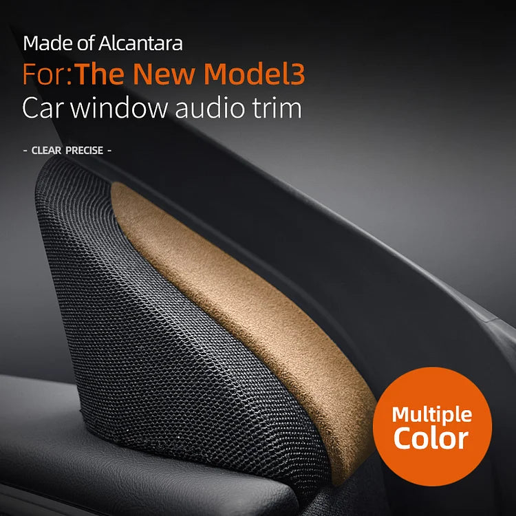 Tesla Model 3 Highland Alcantara Front Doors Speaker Triangle Trim Kit 2PCS