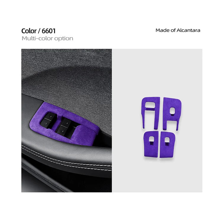 Tesla Model 3 Highland Alcantara Window Lift Button Panel Trim Set