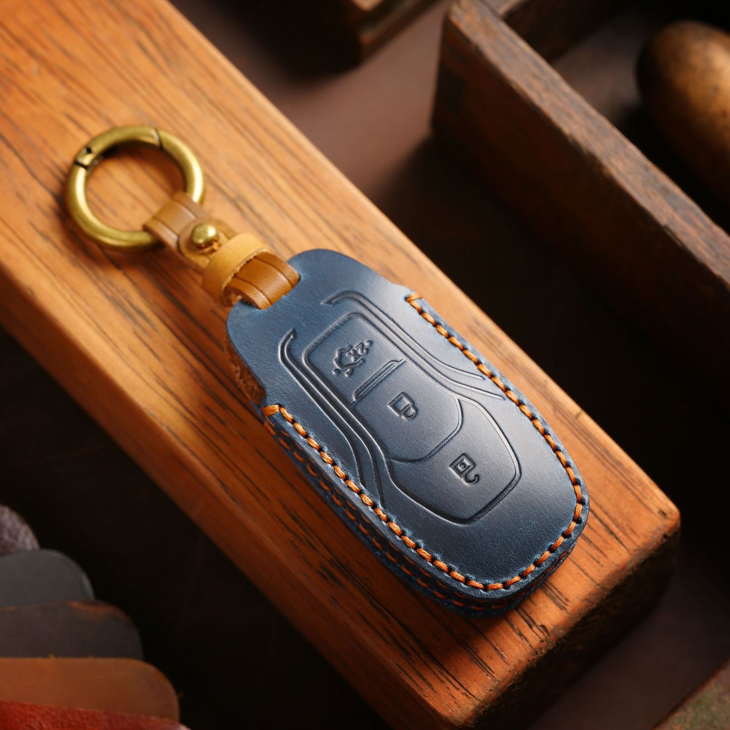 For Ford Mustang Leather Key Fob Cover