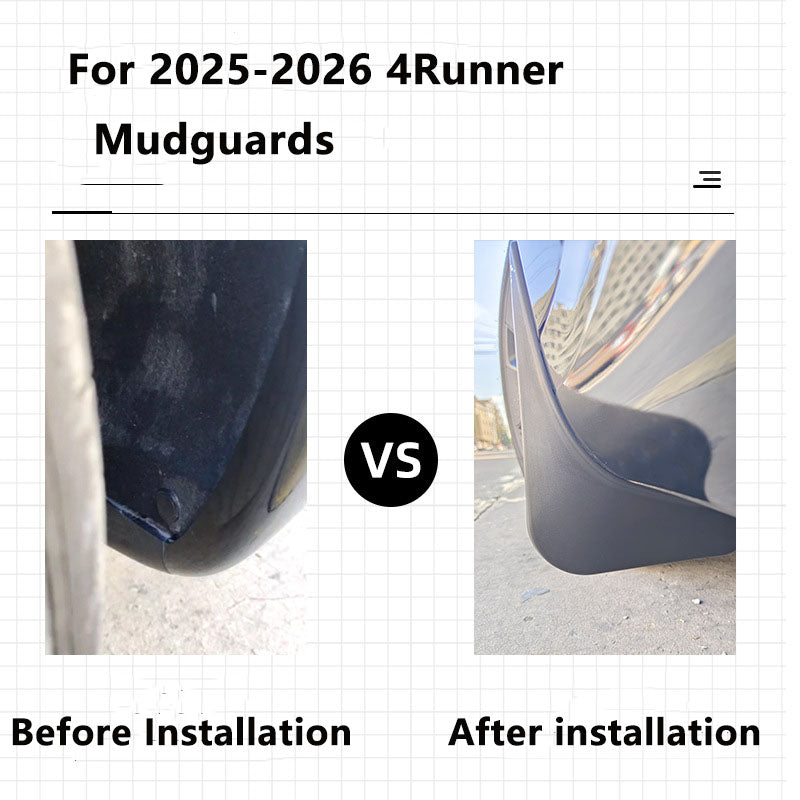 Front and Rear Mud Flaps Mudguards For Toyota 4Runner 2025-2026