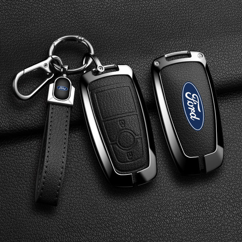 Luxury Leather Key Fob Cover For Ford Explorer, Focus, Edge, Mondeo, Escape 2/3/4/5 Button Smart Key