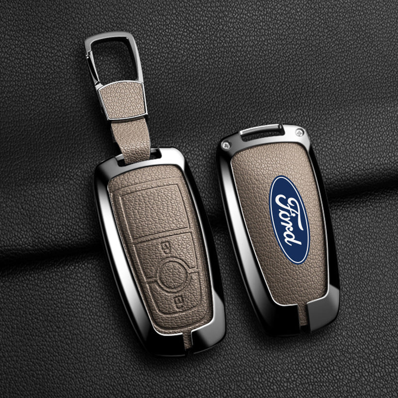 Luxury Leather Key Fob Cover For Ford Explorer, Focus, Edge, Mondeo, Escape 2/3/4/5 Button Smart Key