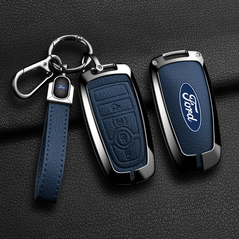 Luxury Leather Key Fob Cover For Ford Explorer, Focus, Edge, Mondeo, Escape 2/3/4/5 Button Smart Key