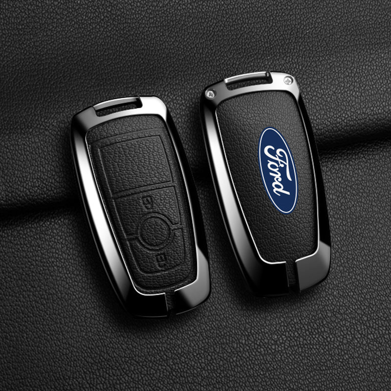 Luxury Leather Key Fob Cover For Ford Explorer, Focus, Edge, Mondeo, Escape 2/3/4/5 Button Smart Key