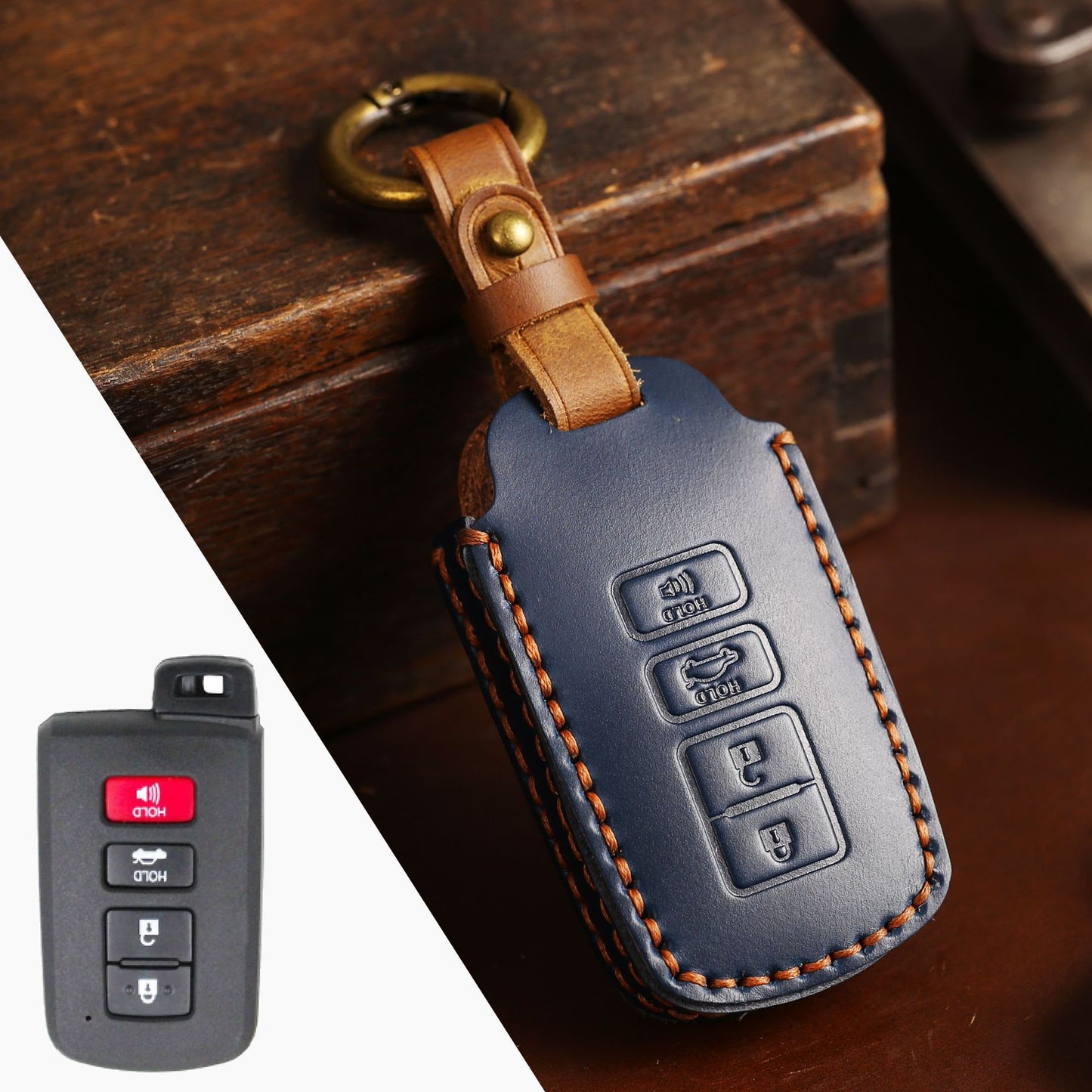 For Toyota Camry Leather Key Fob Cover
