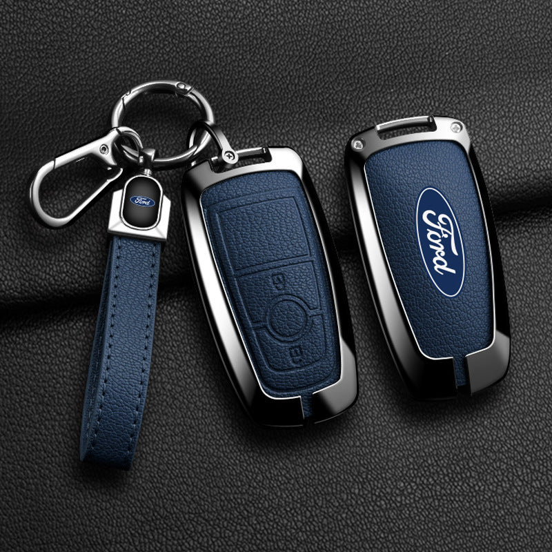 Luxury Leather Key Fob Cover For Ford Explorer, Focus, Edge, Mondeo, Escape 2/3/4/5 Button Smart Key