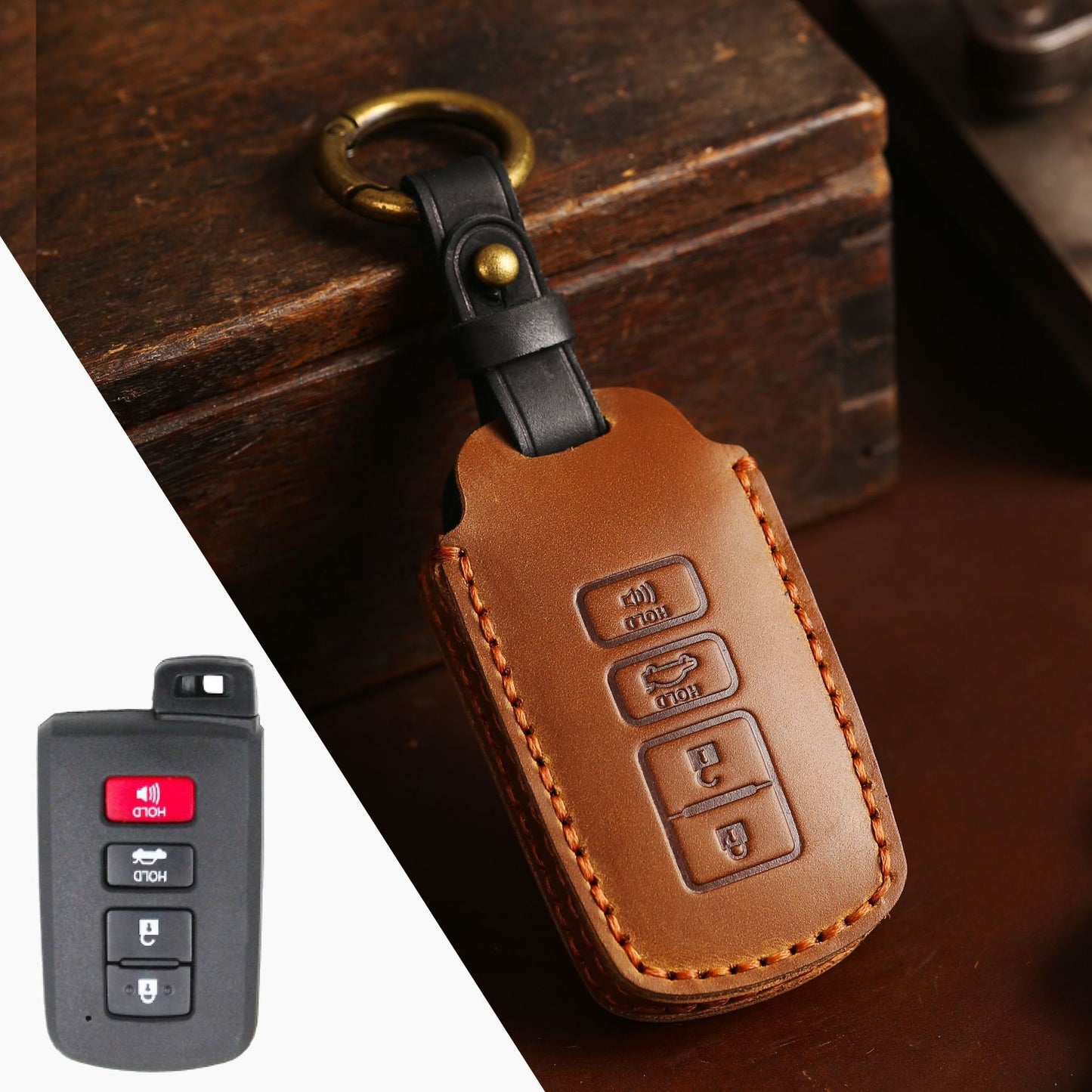 For Toyota Camry Leather Key Fob Cover