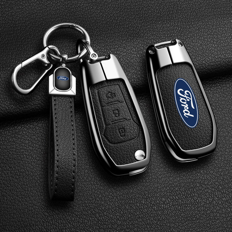 For Ford Explorer Leather Key Fob Cover/ Escape/ Focus/ Edge/Mondeo Key Case (3-Button)